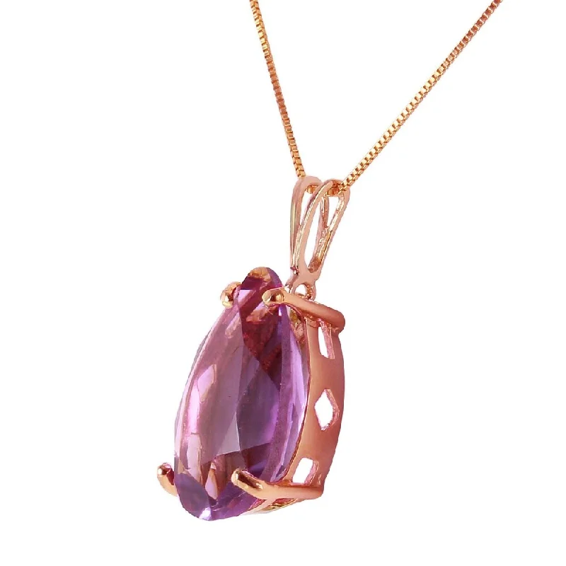 Bold cross necklaces-5 Carat 14K Solid Rose Gold Teardrop Amethyst Necklace