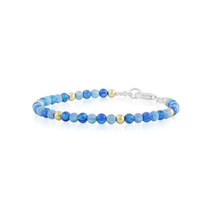 Lavan Dark Blue and Light Blue Opal and Gold Bracelet