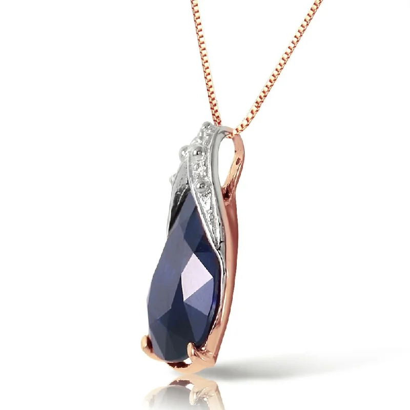 Polished name necklaces-4.65 Carat 14K Solid Rose Gold Ocean Sapphire Necklace