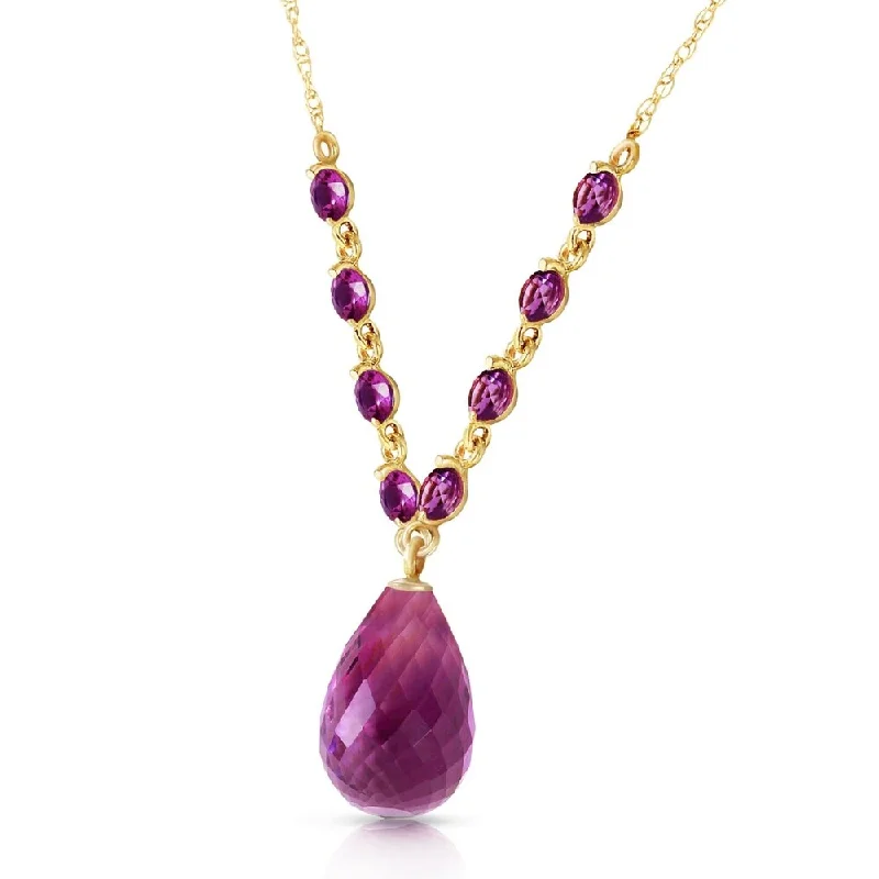 Tribal medallion necklaces-11.5 Carat 14K Solid Gold This Is Right Amethyst Necklace