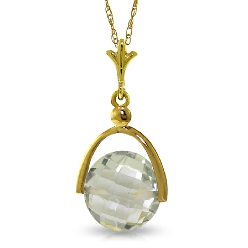 Radiant pearl necklaces-3.25 Carat 14K Gold Necklace Checkerboard Cut Green Amethyst