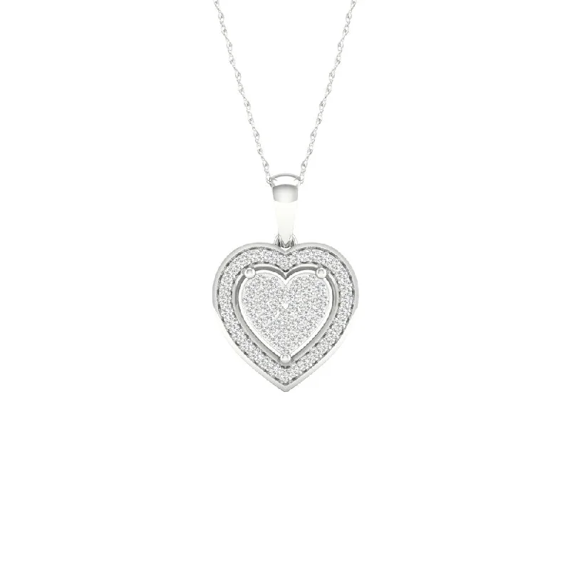 Worn medallion necklaces-1/6ct TDW Diamond Halo Necklace in Sterling Silver