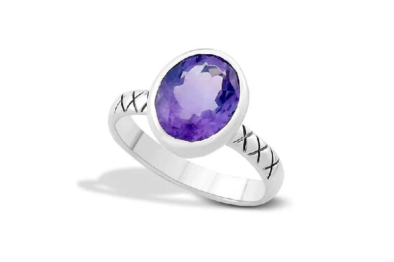 High band rings-Salah Ring- Amethyst