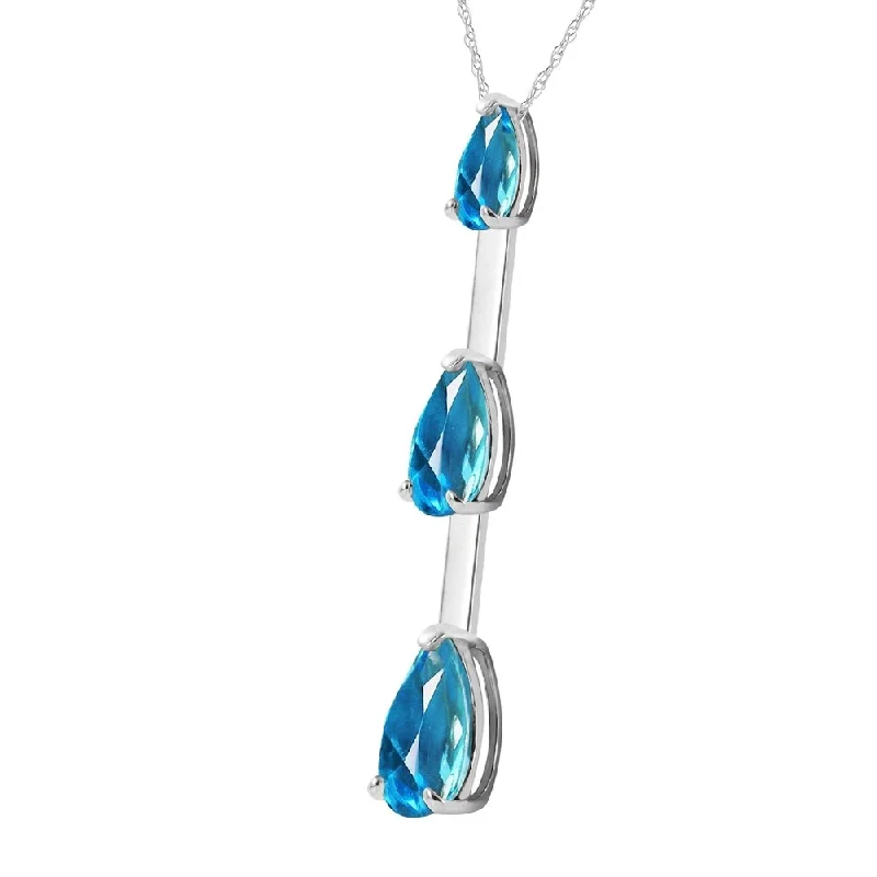 Thai style necklaces-1.71 CTW 14K Solid White Gold Believe In Hope Blue Topaz Necklace