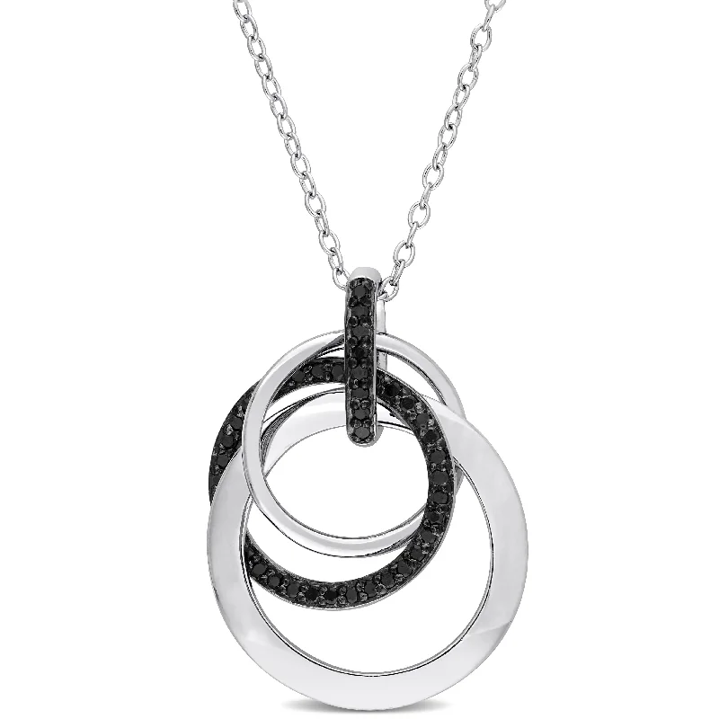 Victorian style necklaces-Miadora 1/5ct TDW Black Diamond Interlocked Circle Necklace in Black Rhodium-Plated Sterling Silver