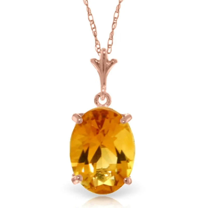 Bold cross necklaces-3.12 Carat 14K Rose Gold Solo Oval Citrine Necklace