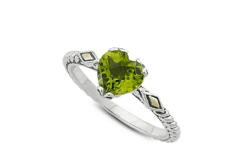 Bead row rings-Glow Heart Ring- Peridot