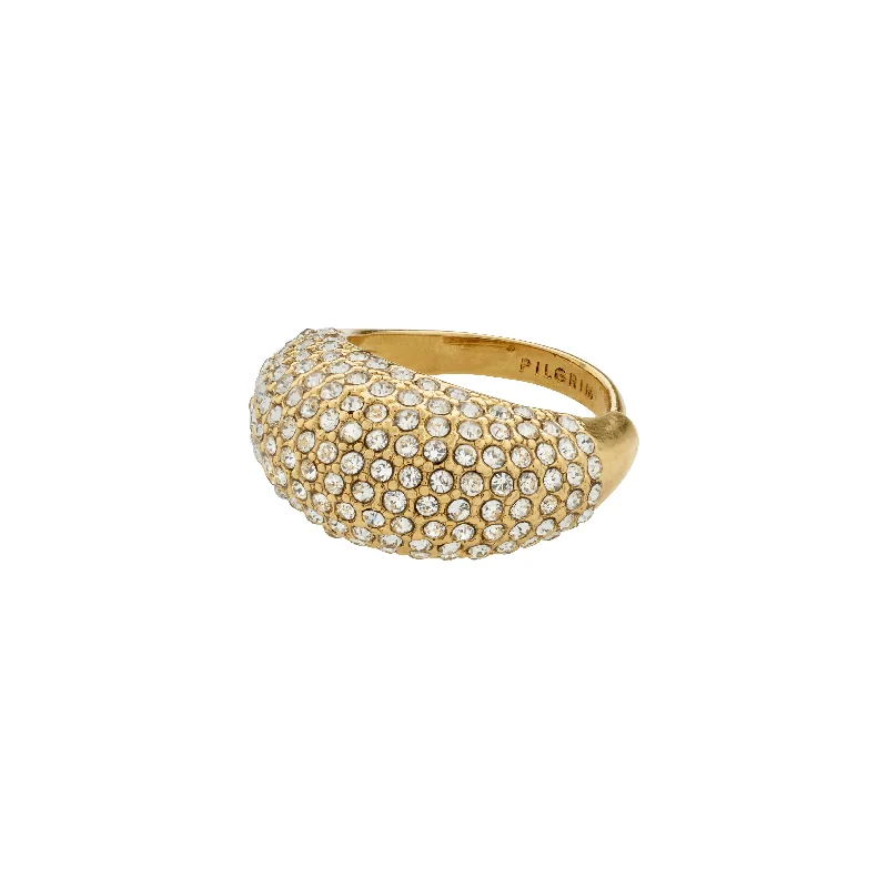 Bamboo style rings-FOCUS crystal ring gold-plated