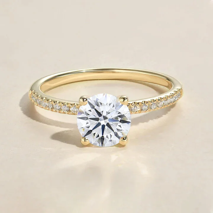 Victorian style engagement rings-1.0-2.0ct Round Classic 4-Prong Solitaire Lab Grown Diamond Ring