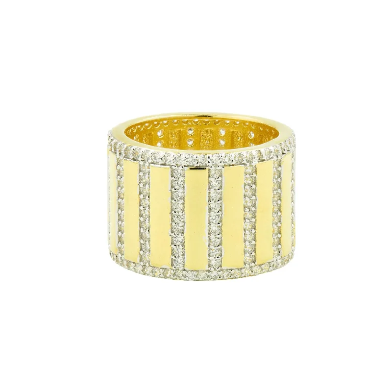 Open frame rings-Rectangular Pavé Cigar Band Ring