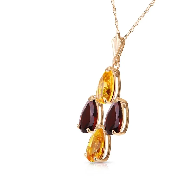 Polished name necklaces-1.5 Carat 14K Solid Gold Twinkling Garnet Citrine Necklace