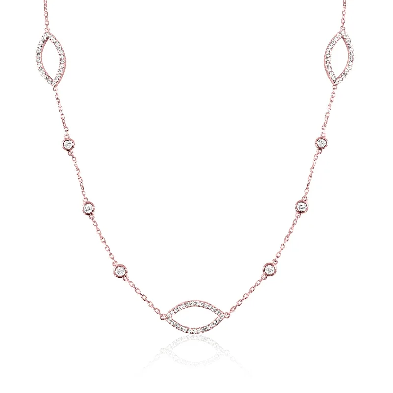 Light filigree necklaces-Joelle Diamond Station Necklace 14K Rose Gold 1 1/2 CT TDW