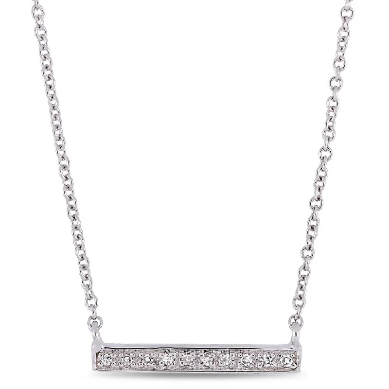 Zodiac charm necklaces-Miadora 10k White Gold Children's Diamond Station Clustered Bar Necklace