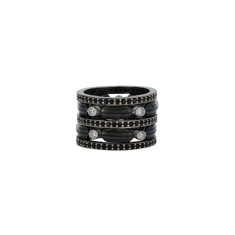 Astro birthstone rings-Industrial Finish Honeycomb 5-Stack Ring