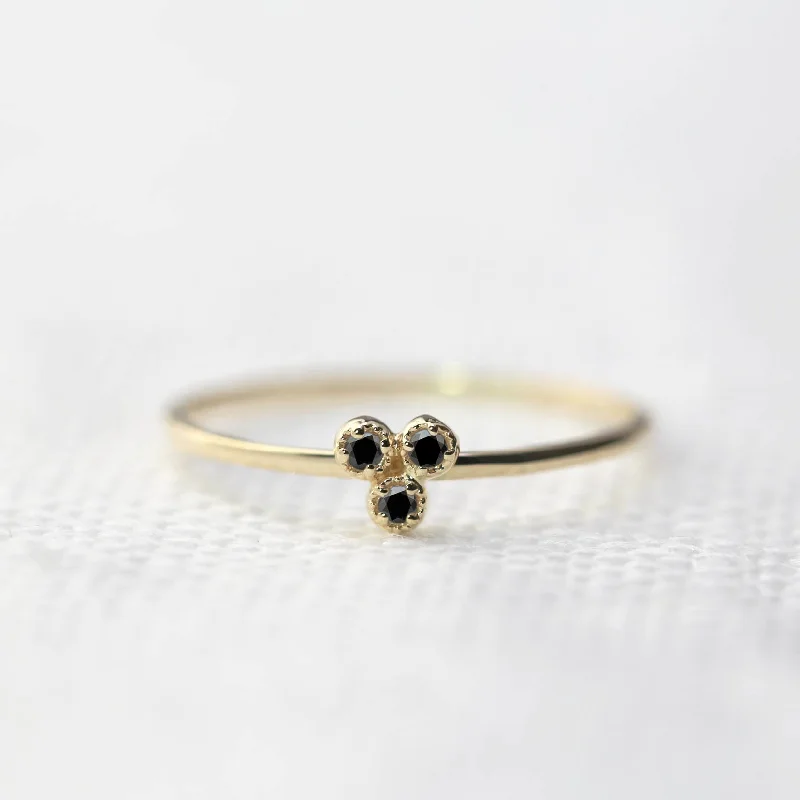 Solitaire diamond engagement rings-Dahlia Trio Black Diamond Ring