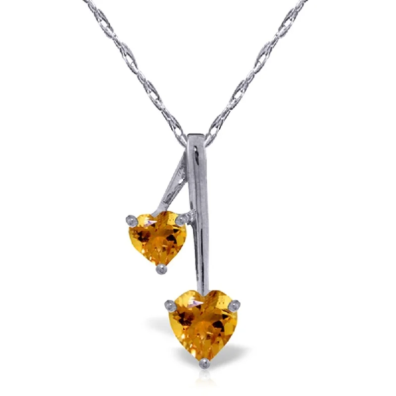 Fine bead necklaces-1.4 Carat 14K White Gold Hearts Necklace Natural Citrine