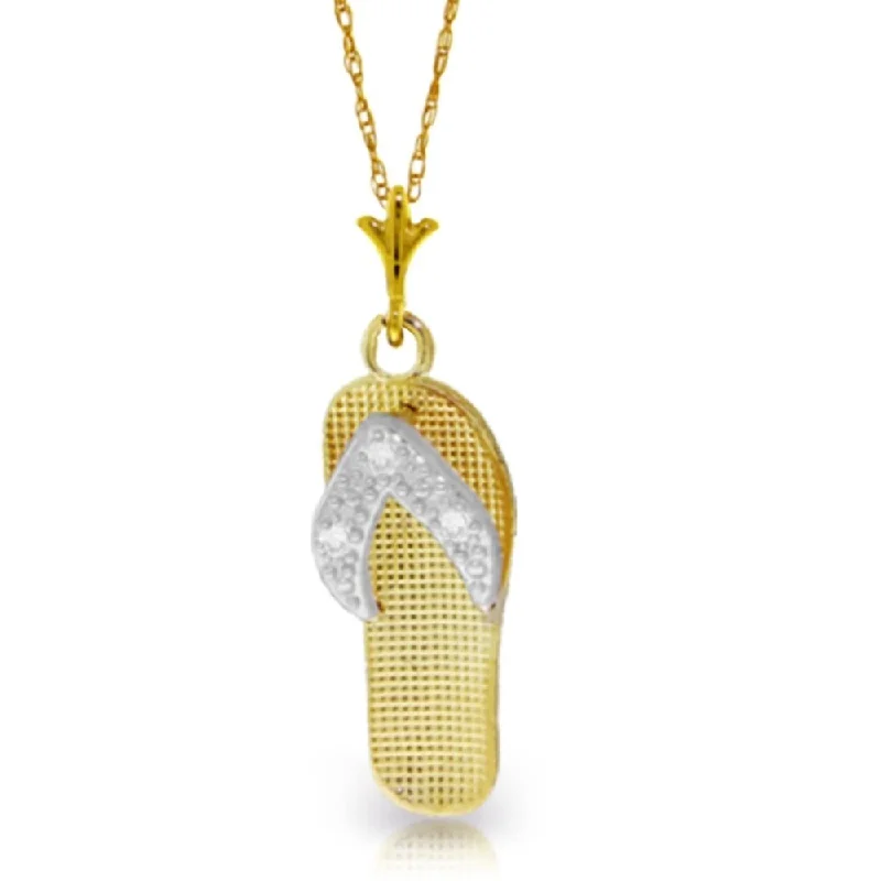 Silk cord necklaces-0.02 Carat 14K Gold Shoes Necklace Natural Diamond