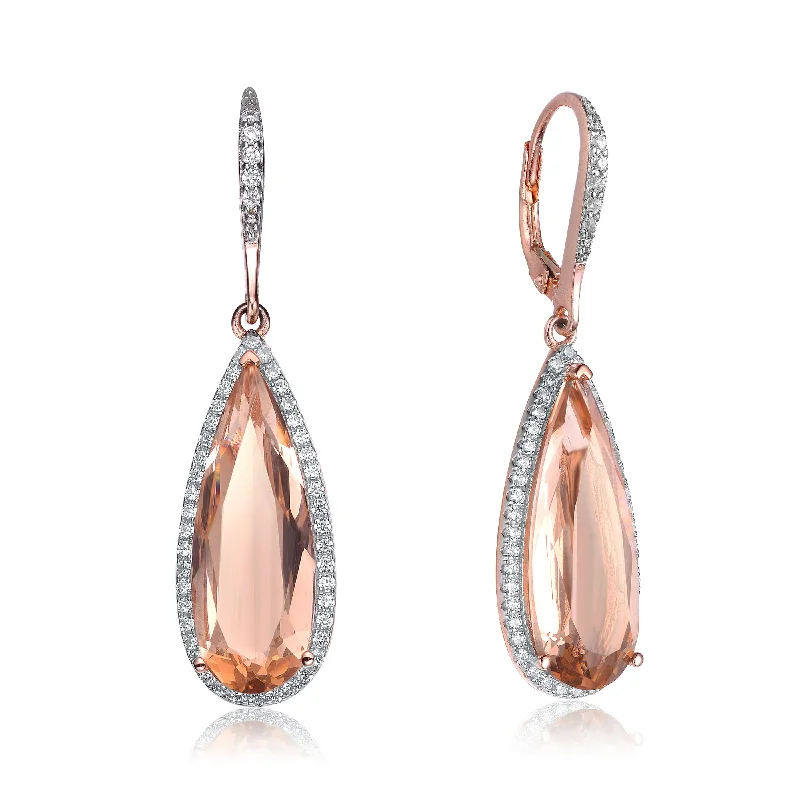 Topaz stud earrings-Charlotte Morganite Pear Cubic Zirconia Drop Earrings