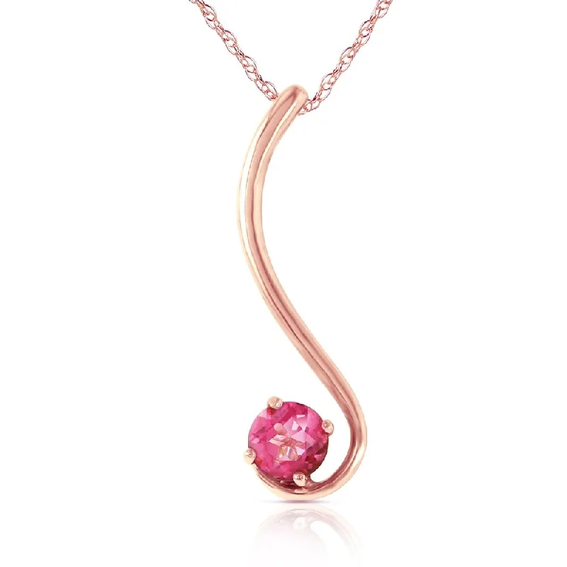 Round pendant necklaces-14K Rose Gold Pink Topaz Necklace Genuine Platinum