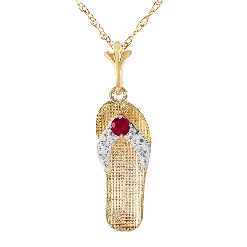 Loop knot necklaces-0.15 Carat 14K Gold Shoes Necklace Natural Ruby