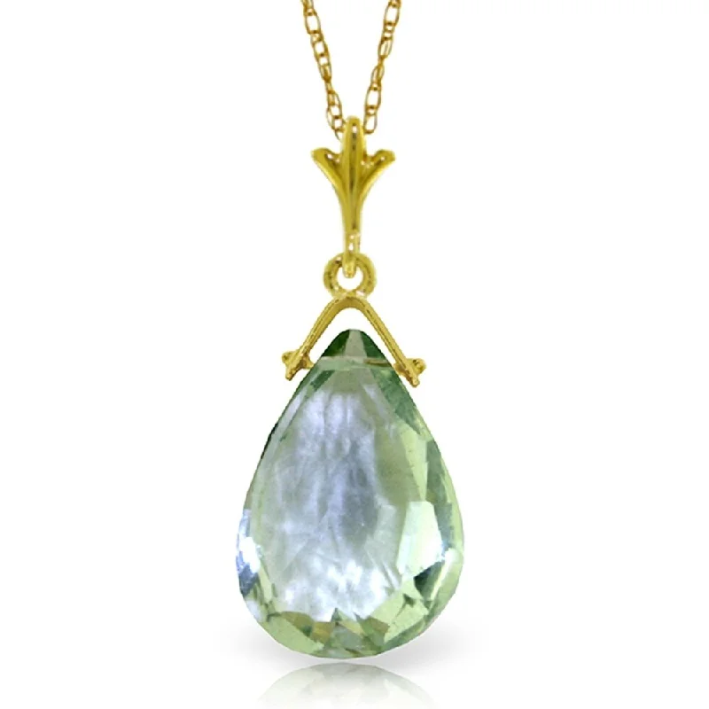 Smooth pendant necklaces-5.1 Carat 14K Gold Necklace Briolette Green Amethyst