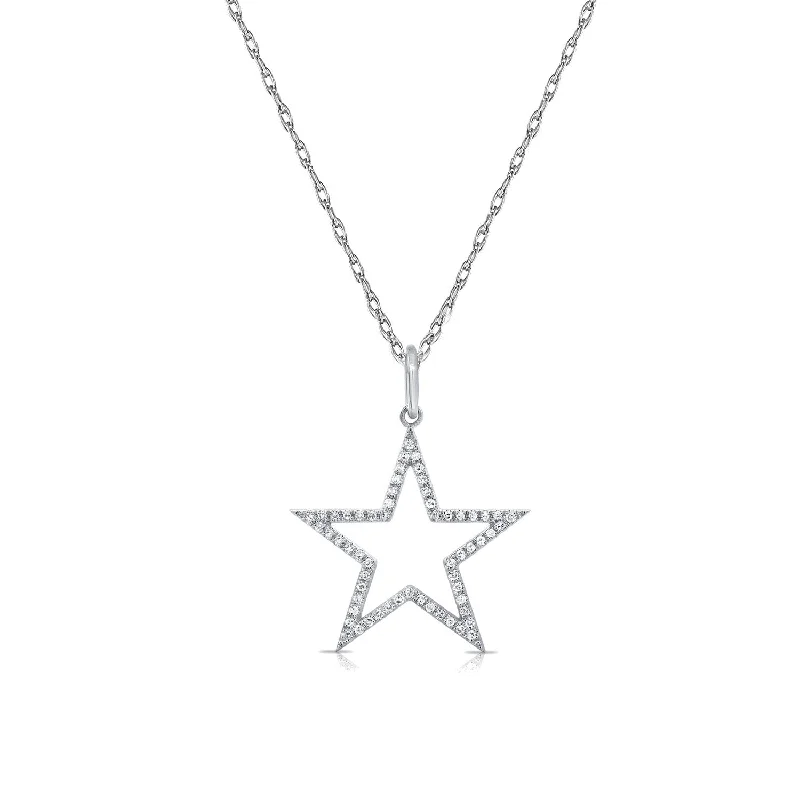 Half moon necklaces-Joelle Star Diamond 14K Gold Necklace 1/5ct TDW