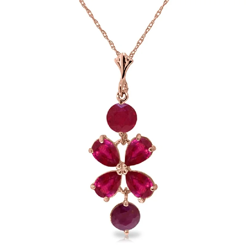 Cosmic charm necklaces-3.15 Carat 14K Rose Gold Petals Ruby Necklace