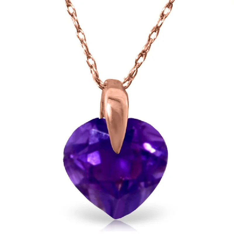 Chunky stone necklaces-1.15 Carat 14K Rose Gold Heart Amethyst Necklace