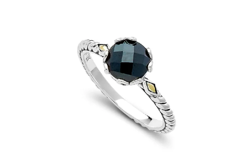 Petal carved rings-Glow Ring- Black Spinel