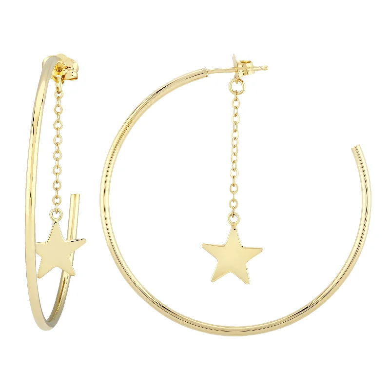 Spinel earrings-Dangling Star Hoop Earring