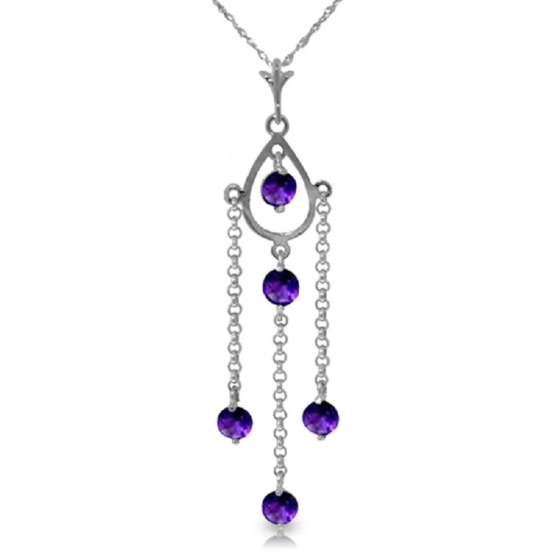 Mystic eye necklaces-1.5 CTW 14K Solid White Gold Rising Star Amethyst Necklace