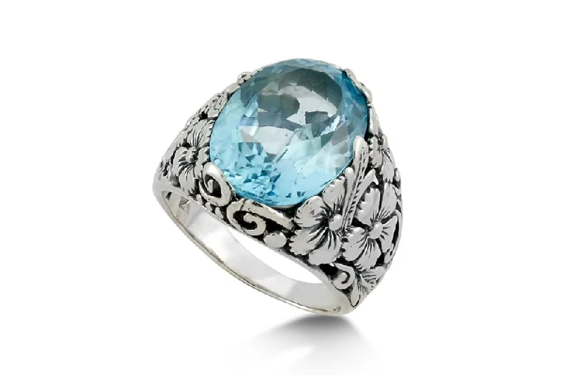 Blended metal rings-Empung Ring- Blue Topaz