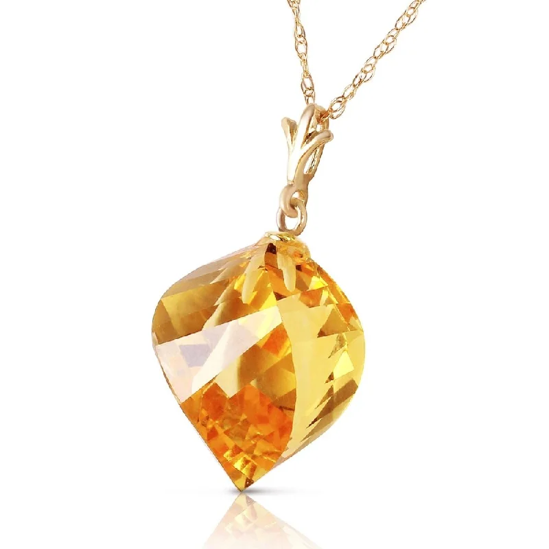 Stellar star necklaces-11.75 Carat 14K Solid Gold Necklace Twisted Briolette Citrine