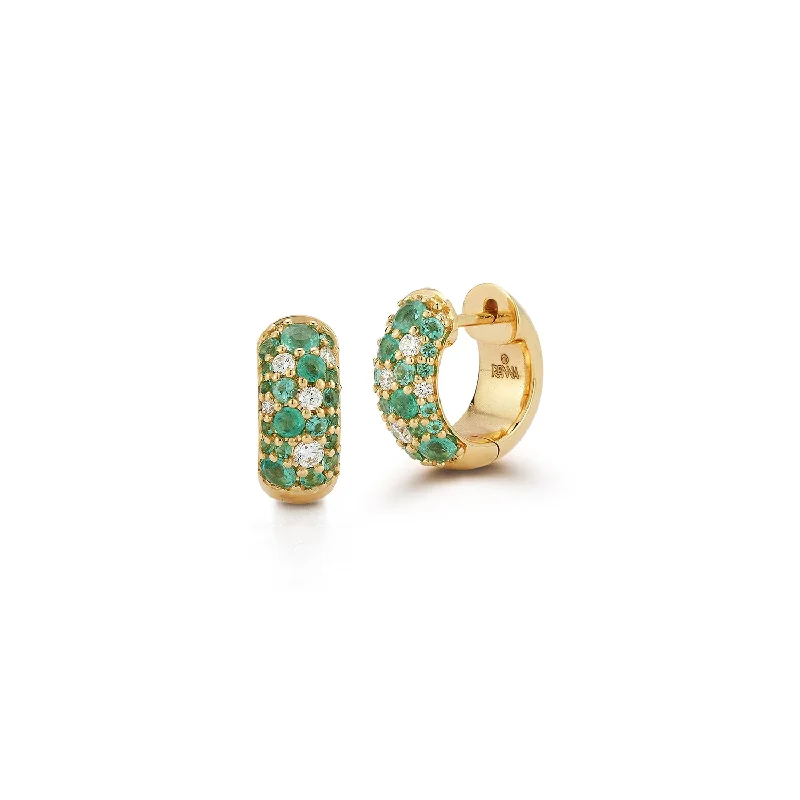 Topaz stud earrings-Tidepool Huggie Hoops - Emerald