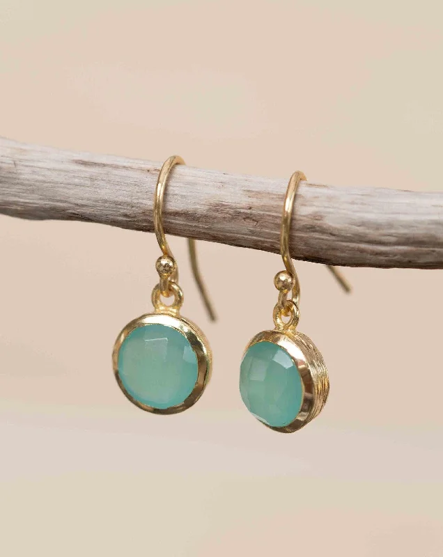 Light clay earrings-Aqua Chalcedony Earrings ~ 18k Gold Plated  ~ ME198