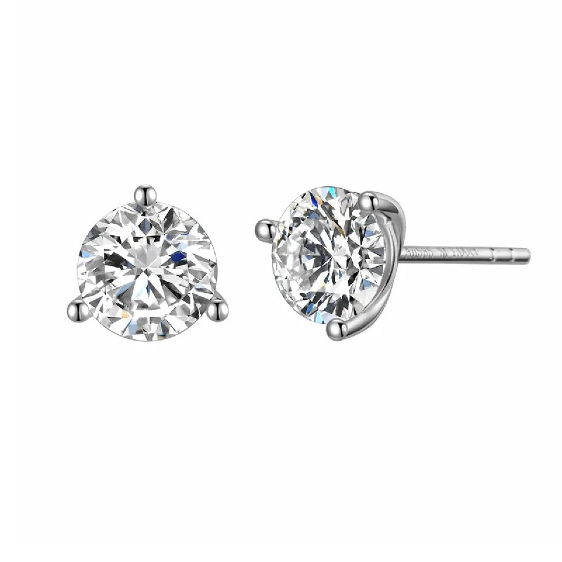 Trekker feather earrings-FANCIME 1 Carat Moissanite 14K Solid White Gold Stud Earrings