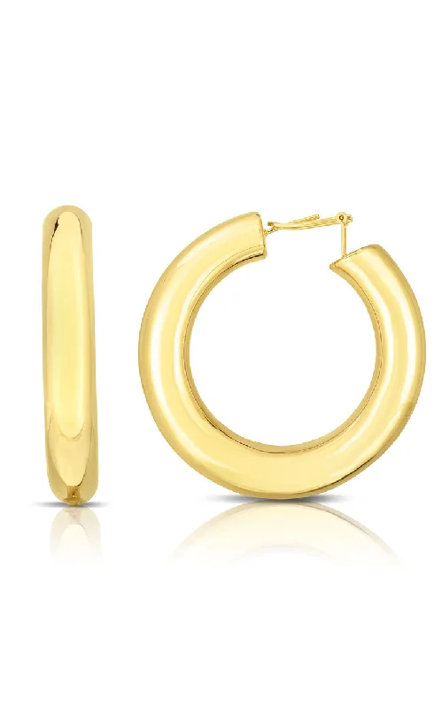 Thin pearl earrings-Jumbo XL Thick Tube Hoop Earring