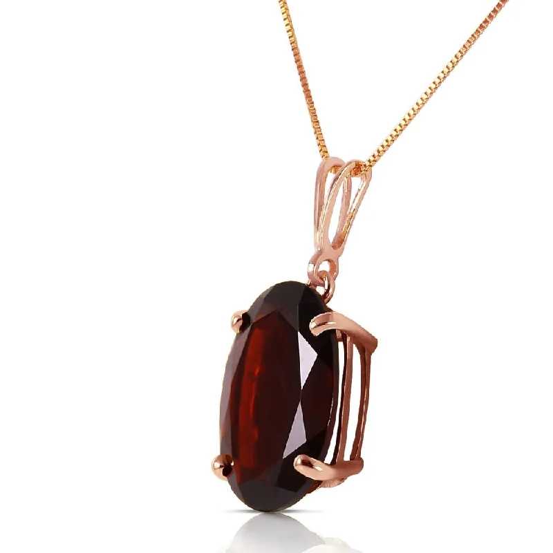 Secure clasp necklaces-14K Solid Rose Gold Necklace with Oval Garnet