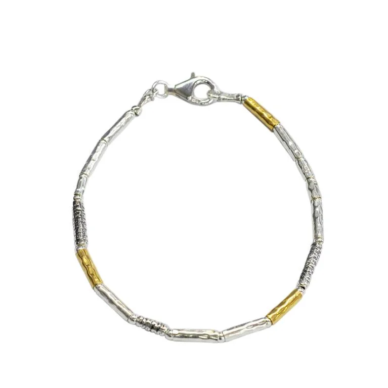 Gold and Silver Two Colour Tube Bracelet