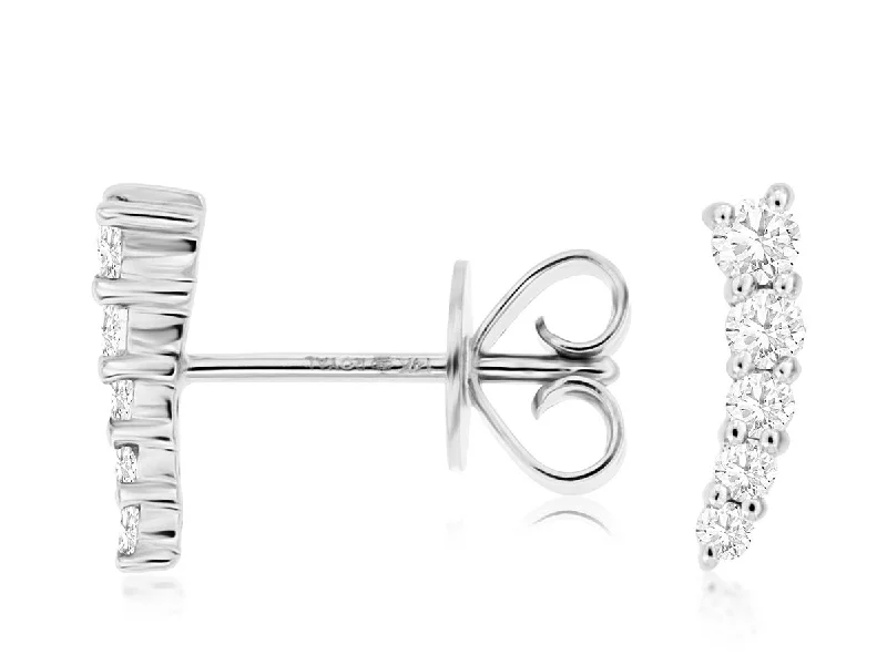 Flat knot earrings-Curved Diamond Stud