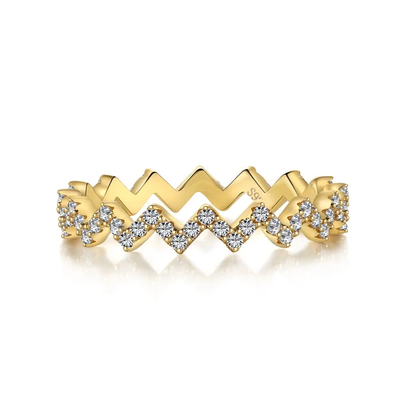 Sleek modern engagement rings-Gold Crown Diamond Ring