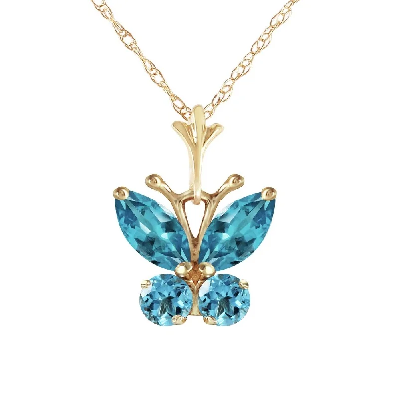 Stellar star necklaces-0.6 Carat 14K Gold Butterfly Necklace Blue Topaz