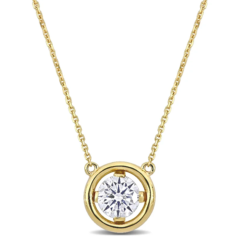 Vibrant enamel necklaces-Miadora 1 1/10ct TDW Diamond Solitaire Station Necklace in 14k Yellow Gold