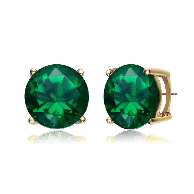 Deco style earrings-Marie Green Solitaire Stud Earrings