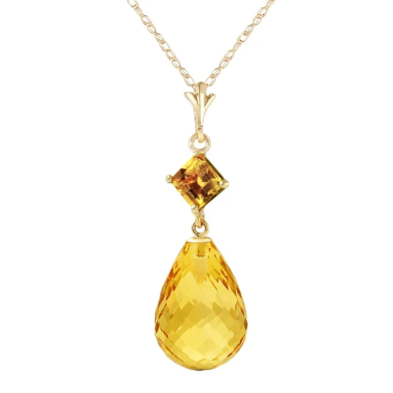 Dove feather necklaces-5.5 Carat 14K Solid Gold Calm After Storm Citrine Gemstone Necklace