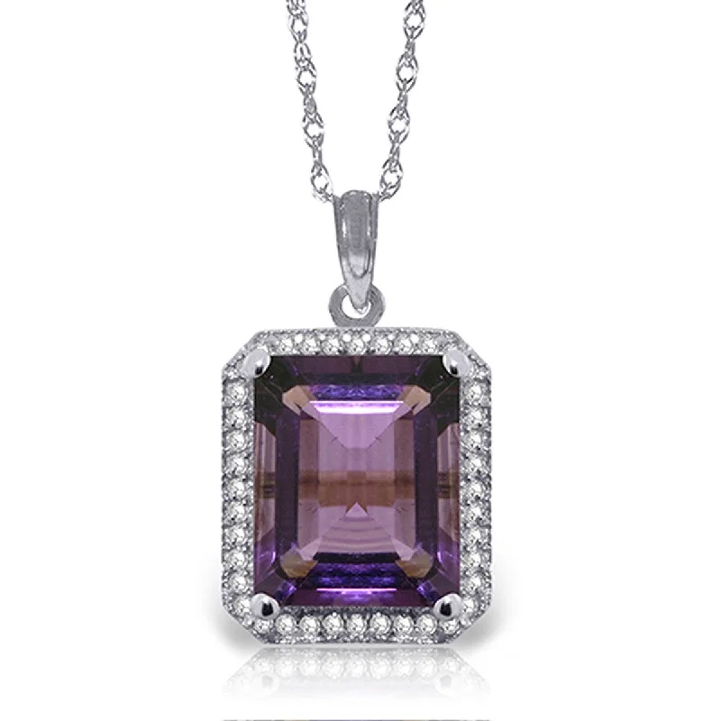 Vivid stone necklaces-5.8 Carat 14K Solid Gold Isabella Amethyst Diamond Gemstone Necklace