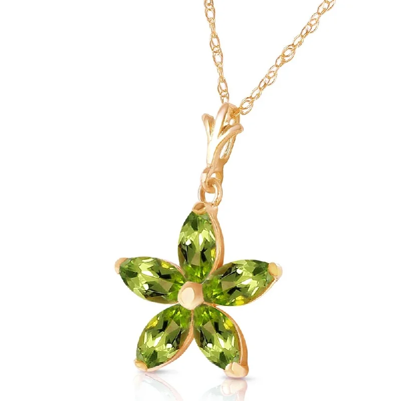 Thai style necklaces-1.4 CTW 14K Solid Gold Virtue Peridot Necklace