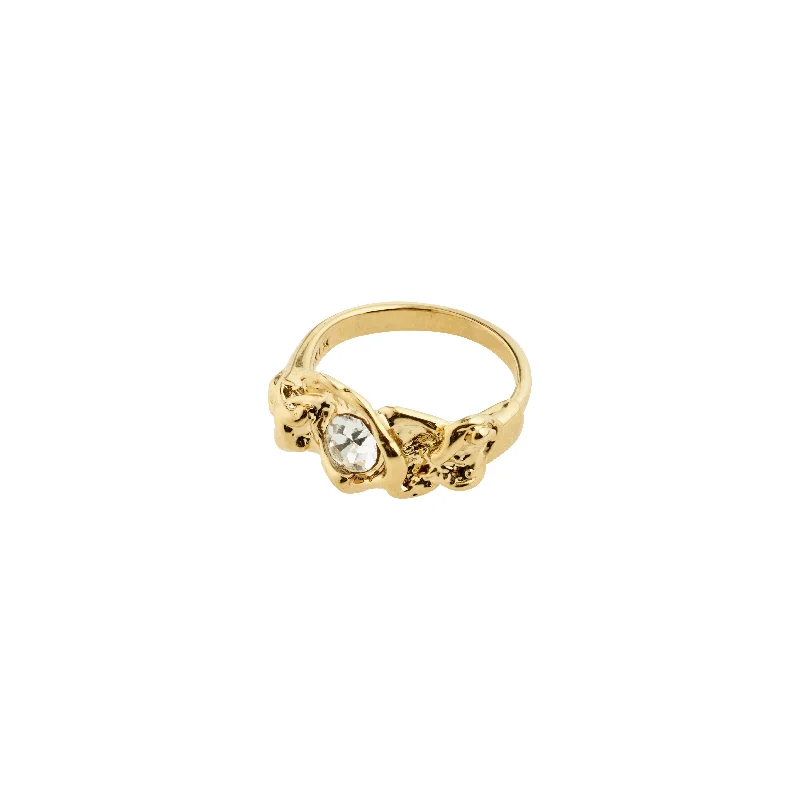 Wide band rings-TINA organic shape crystal ring gold-plated