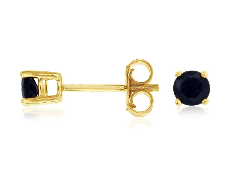 Curved design earrings-Blue Sapphire Stud Earrings