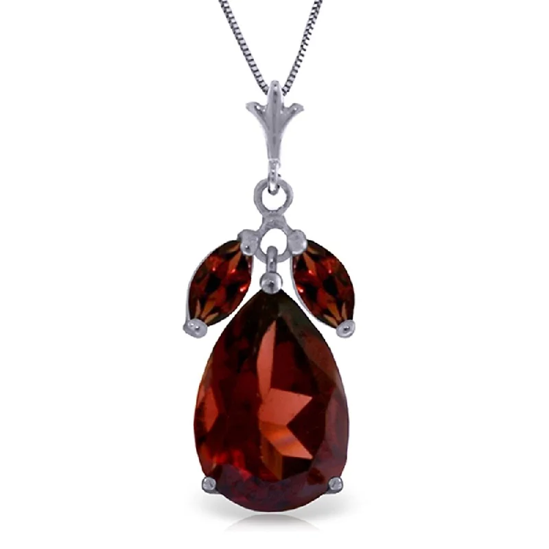 Vivid stone necklaces-6.5 Carat 14K White Gold Many Aspects Garnet Necklace